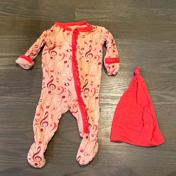 Kickee Pants Pink Musical Note Bamboo Footie Pajamas - Picture 3 of 3